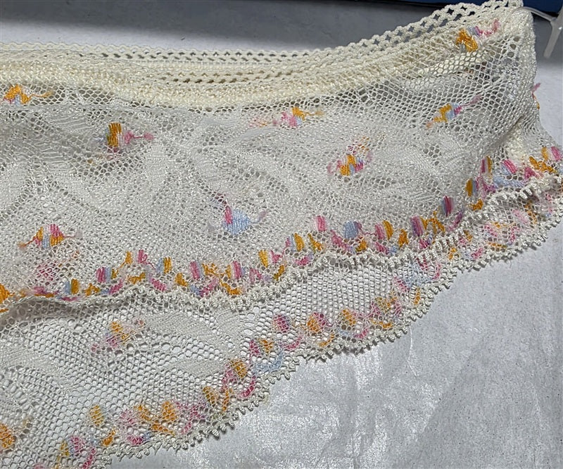 Calvin Klein XL Embroidered Pom Pom Lace Thong Panty Ivory QF5190 136666
