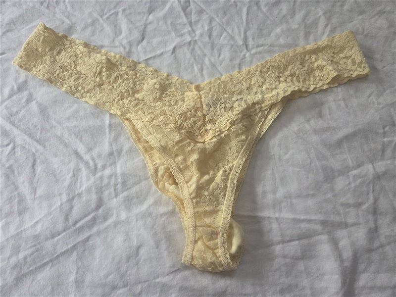 NWOT Hanky Panky Yellow PLUS Signature Lace Original Rise Thong Underwear 136667