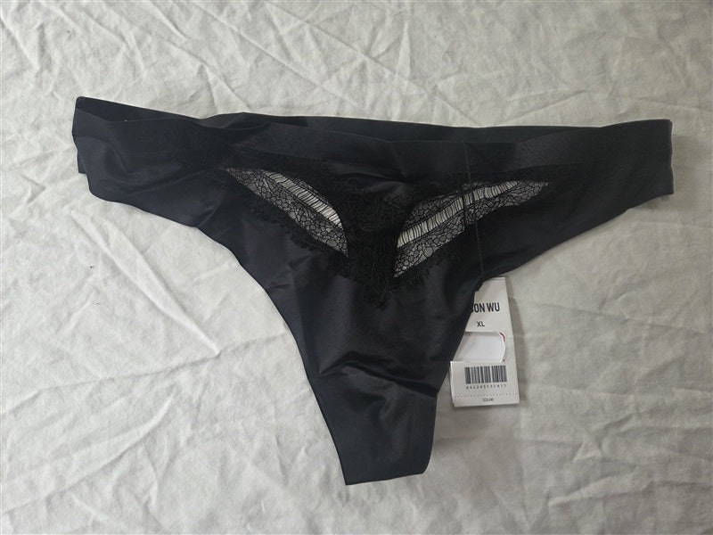 NWT Jason Wu XL Eyelash Lace Thong Panties 34041JW Black 136671