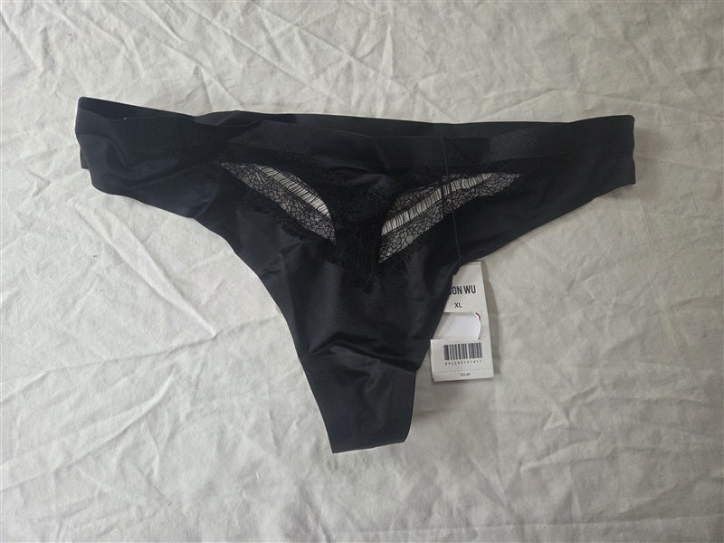NWT Jason Wu XL Eyelash Lace Thong Panties 34041JW Black 136671