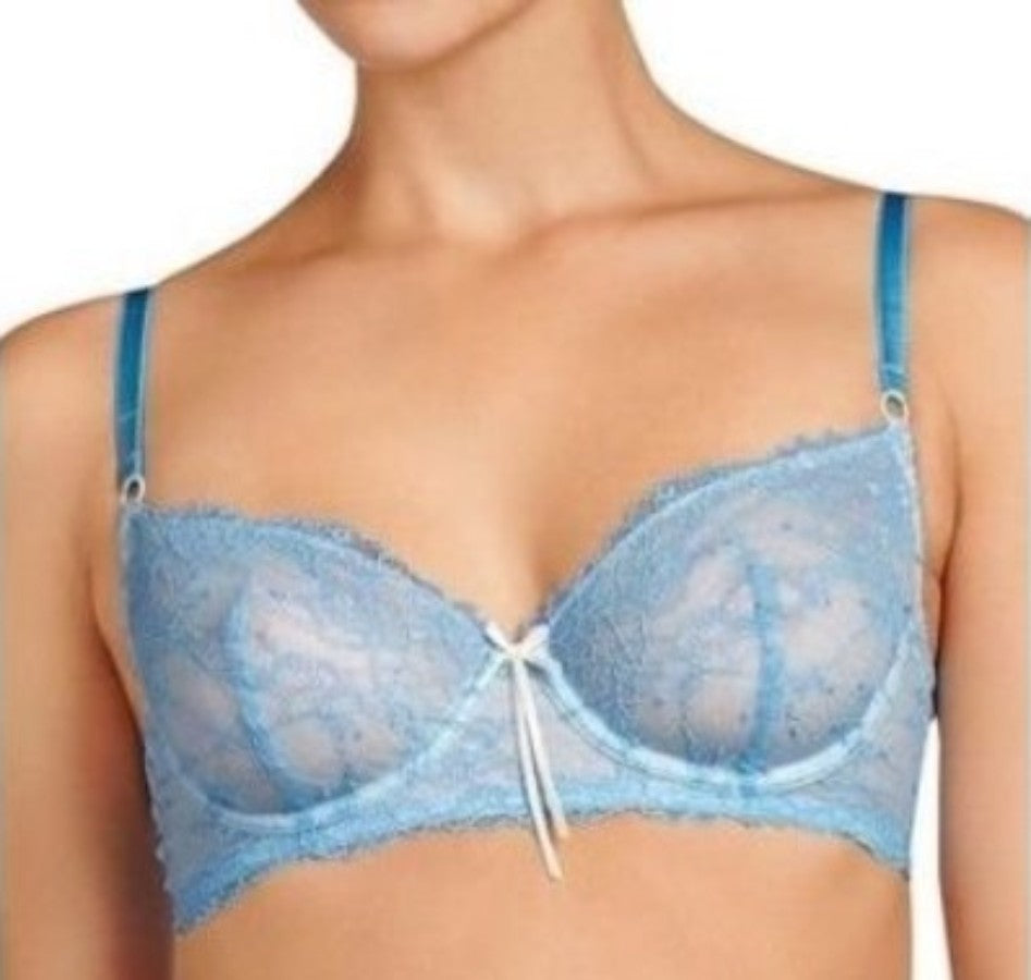 NWOT Heidi Klum 32C Natural French Lace Underwire Bra H20-1166B Blue 136672