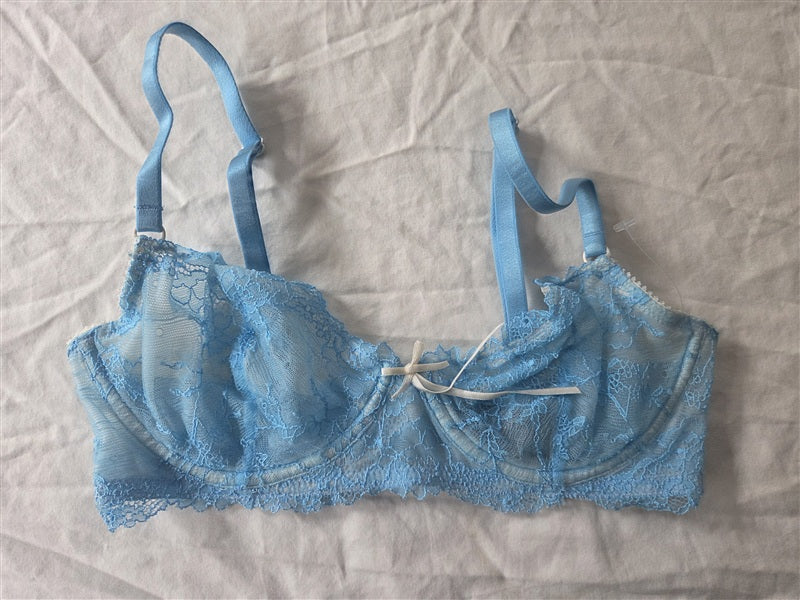 NWOT Heidi Klum 32C Natural French Lace Underwire Bra H20-1166B Blue 136672