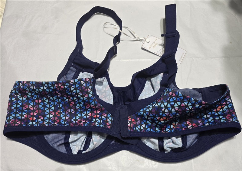 NWOT Elomi 40D USA Energise EL8042 Underwired Sports Bra Blue 136683