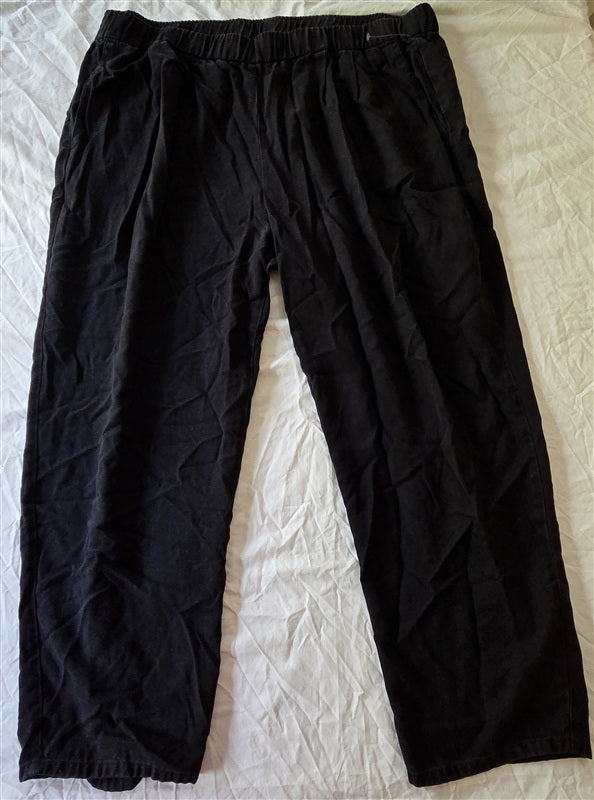 PO Eileen Fisher 2X Black Stretch Pull On Ankle Pants 136692