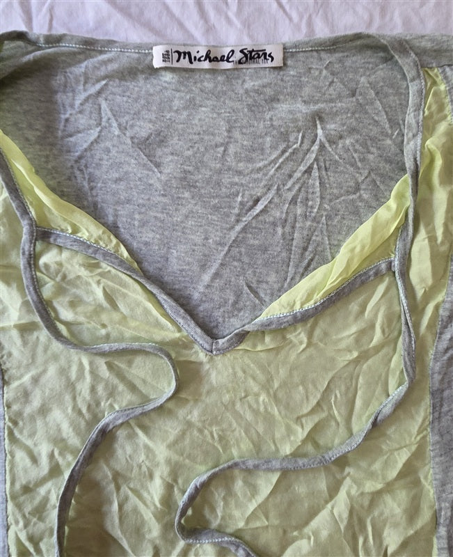 NWOT Michael Stars OS Color Block Mixed T Shirt 3/4 Sleeve Top 136693