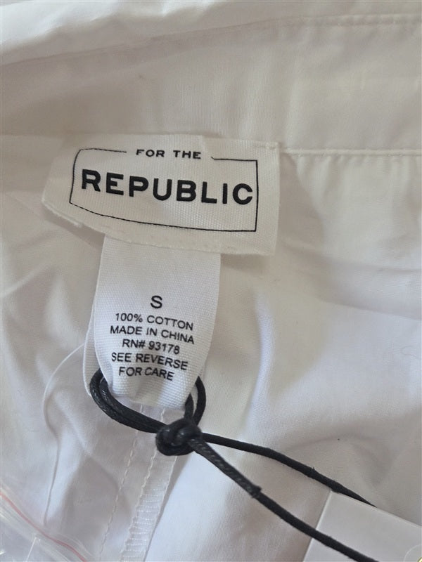 NWT For the Republic S Cotton Button Up Long Sleeve Ruched Shirt 136695