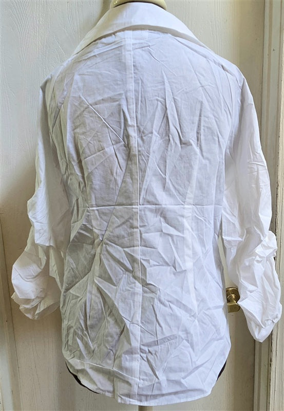 NWT For the Republic S Cotton Button Up Long Sleeve Ruched Shirt 136695
