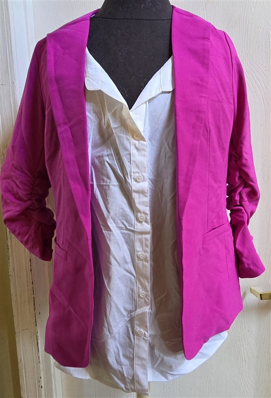 NWOT Skies are Blue XS Round Collar Blazer Jacket Bright pink 136696
