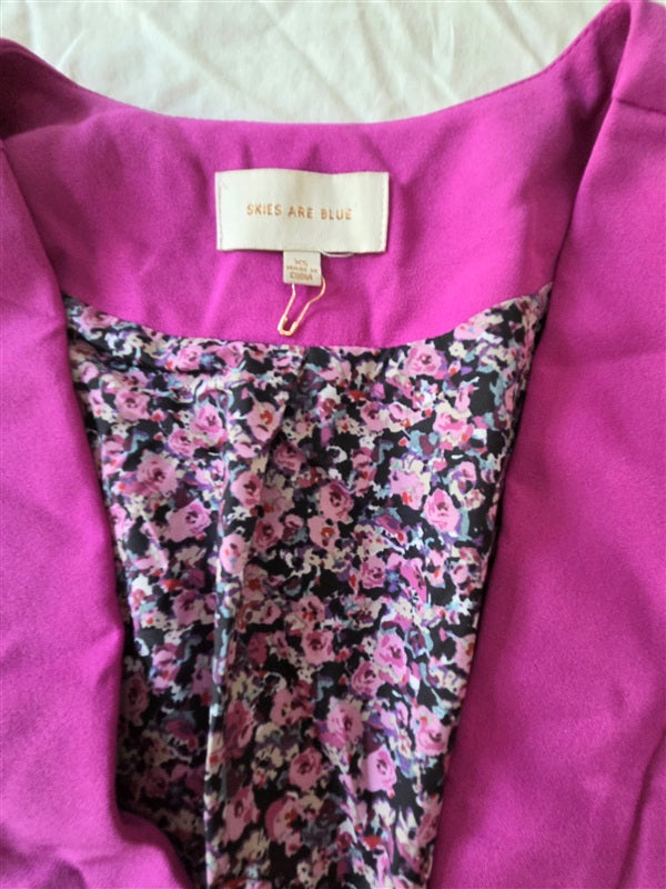 NWOT Skies are Blue XS Round Collar Blazer Jacket Bright pink 136696
