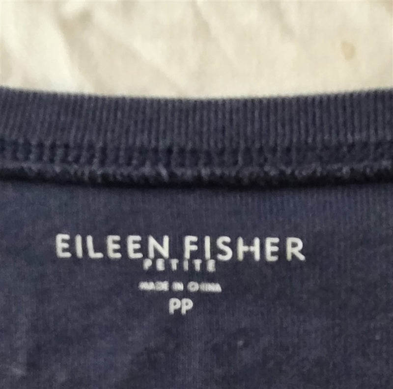 PO Eileen Fisher PS Solid Blue Organic Cotton Long Sleeve T Shirt 136700