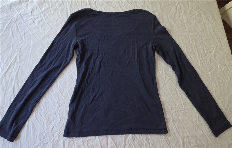 PO Eileen Fisher PS Solid Blue Organic Cotton Long Sleeve T Shirt 136700