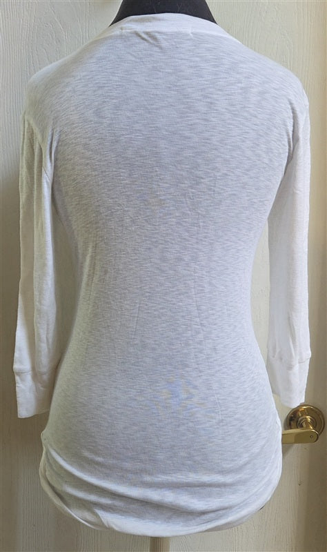 NWOT Michael Stars OS Long Sleeve Ribbed T Shirt White Round Hem 136704