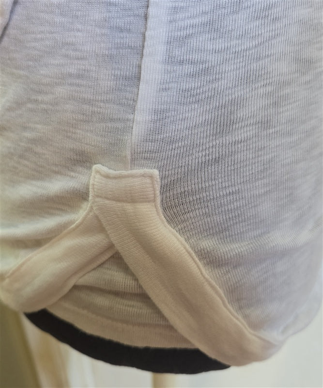 NWOT Michael Stars OS Long Sleeve Ribbed T Shirt White Round Hem 136704