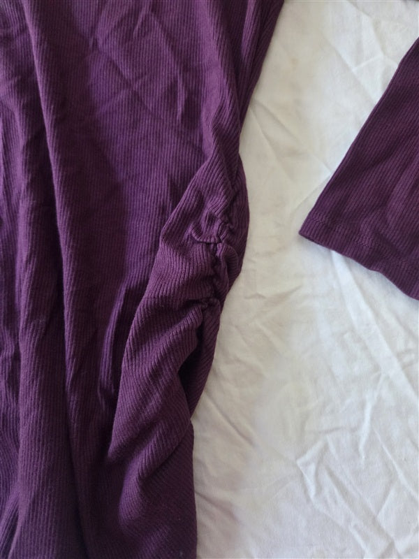 NWOT Michael Stars S Sylvie V-Neck Shirred Sides Tee Wine 136705