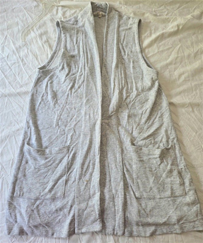 NWOTD Eileen Fisher M Longline Organic Cotton French Terry Vest Gray 136707