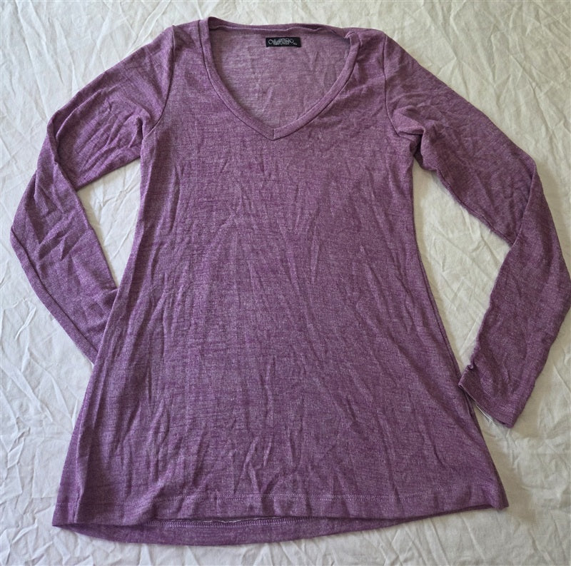 NWOT Lauren Moshi XS Heathered Purple Tee Shirt Long Sleeve 136709