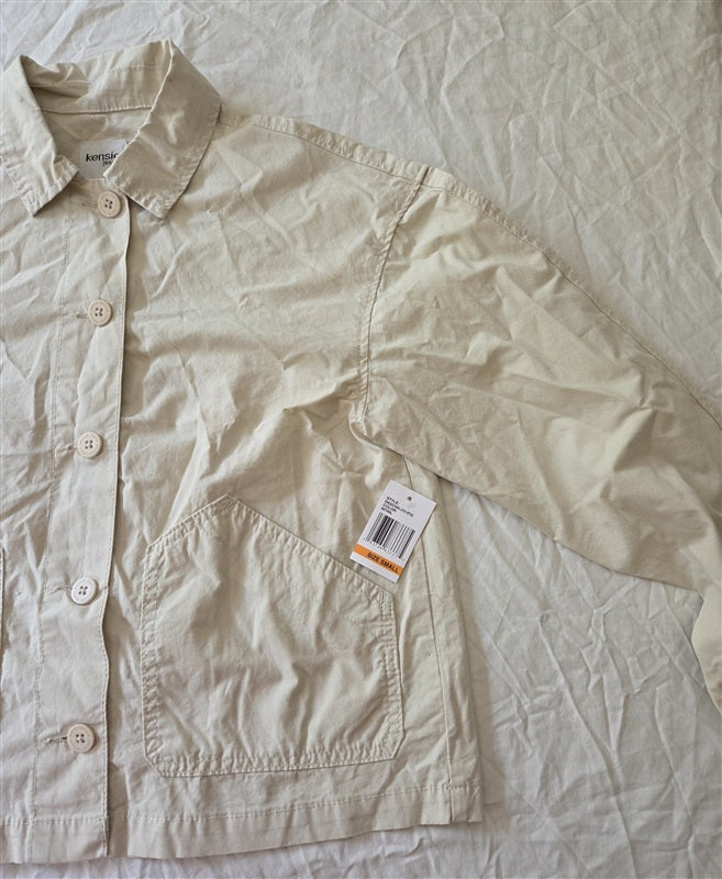 NWT Kensie Jeans SM Lightweight Cotton Utility Chore Jacket Beige 136710