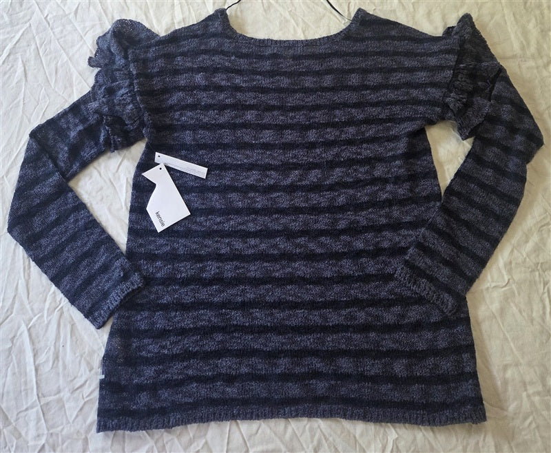 NWT Kensie S Boucle Ruffle Sleeve Stripe Delicate Sweater 136711