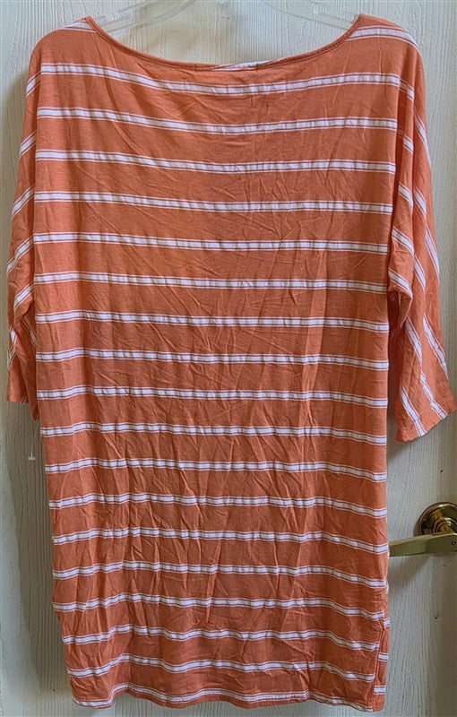 NWOT Michael Stars OS Stripe 3/4 Dolman Sleeve Tunic Top Orange 136712