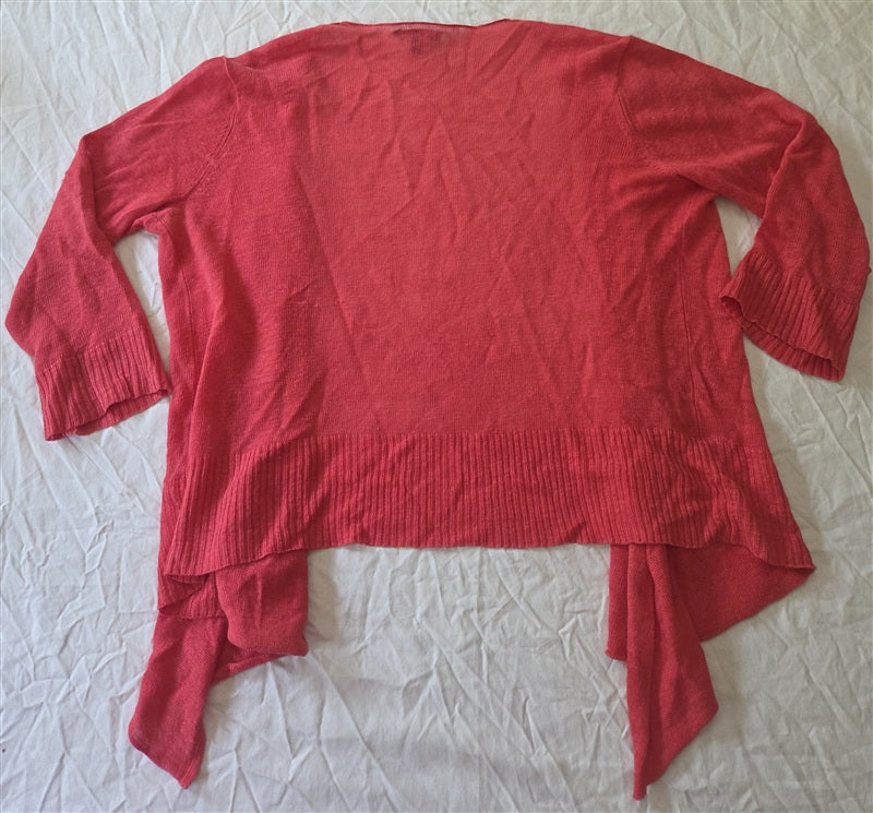 NWOT Eileen Fisher XS Linen Cropped 3/4 Sleeve Cardigan Sweater Pink 136714