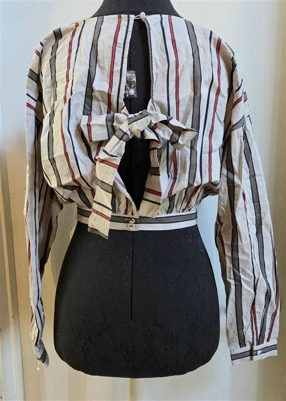 NWT Anthropologie J.O.A. S Open Back Stripe Bow Back Top 136715