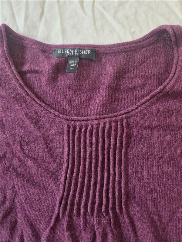 NWOT Eileen Fisher PS Angora Cashmere Blend Crew Neck Sweater Purple 136717