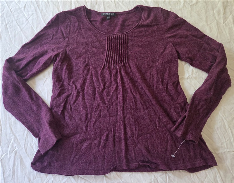 NWOT Eileen Fisher PS Angora Cashmere Blend Crew Neck Sweater Purple 136717
