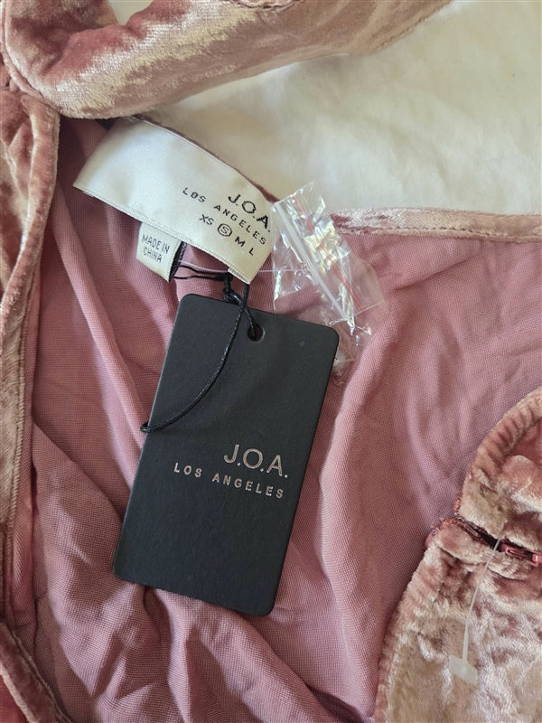 NWOT Anthropologie J.O.A. S 1 Shoulder Pink Velvet Choker Neck Top 136719