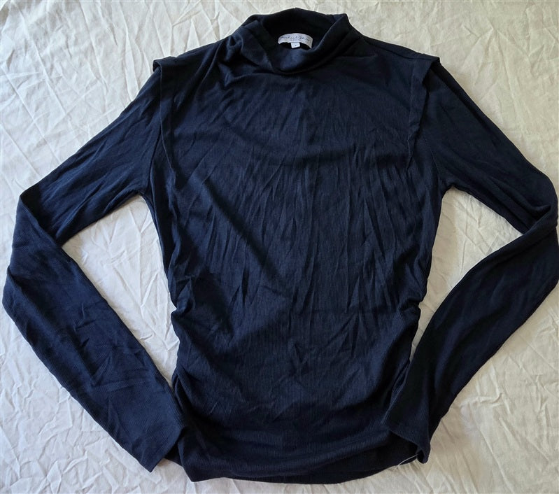 NWOT Michael Stars S Long Sleeve Mock Neck T Shirt Black 136720