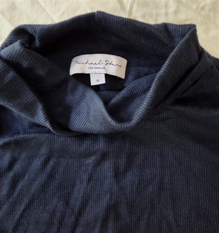 NWOT Michael Stars S Long Sleeve Mock Neck T Shirt Black 136720