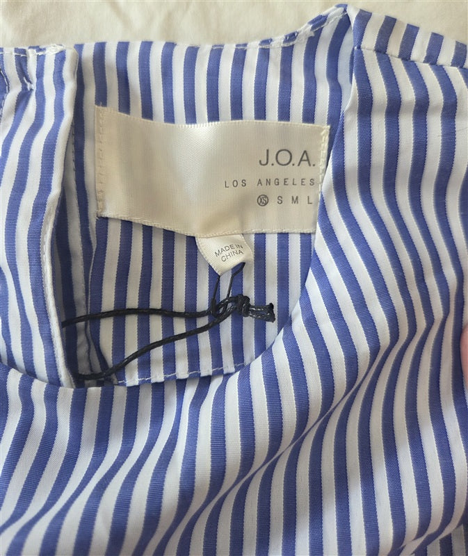 NWT Anthropologie J.O.A. X Small Tie Bell Sleeve Blue White Stripe Blouse 136721