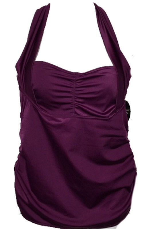 NWT Soma 40C 38D Convertible Halter Bra Cup Sized Tankini Top Plum #136723