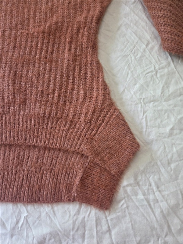 NWOT Anthropologie J.O.A. S Ribbed Knit Pullover Terra Cotta Sweater 136724