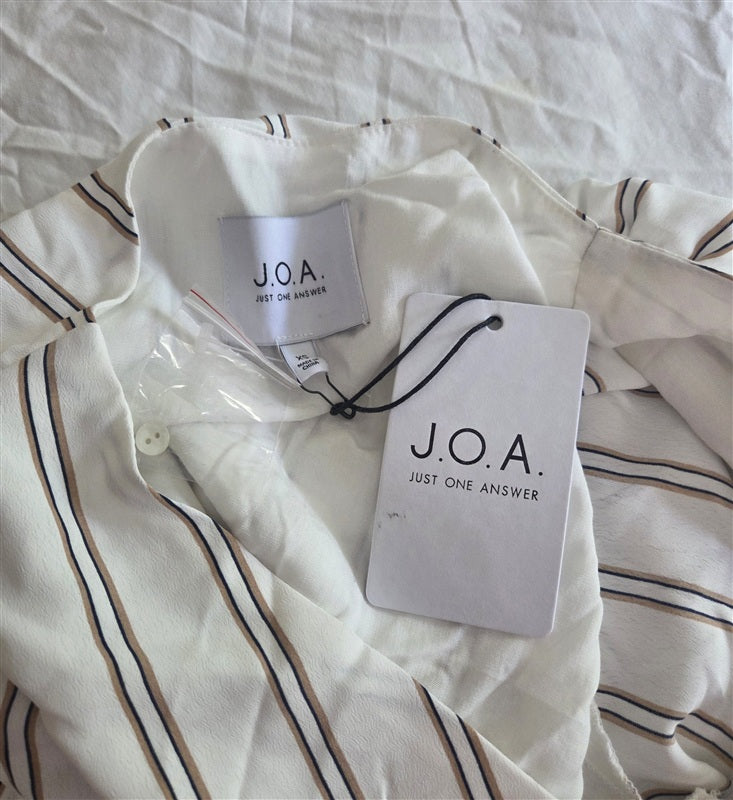 NWT Anthropologie J.O.A. XS Cropped V Neck Striped Bow Top 136728