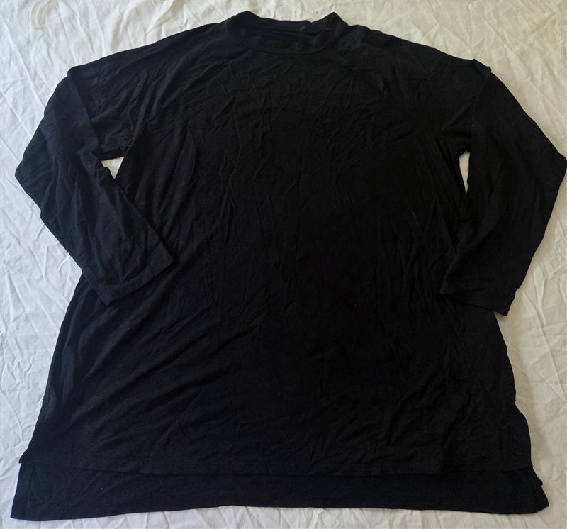 NWOT Eileen Fisher L Solid Black Long Sleeve Mock Neck T Shirt 136731