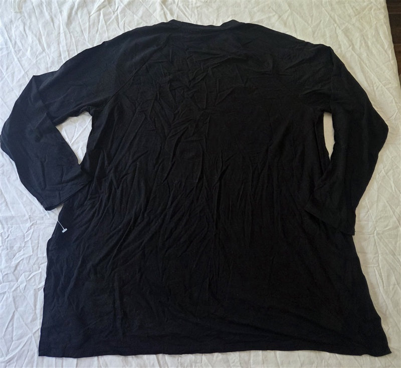 NWOT Eileen Fisher L Solid Black Long Sleeve Mock Neck T Shirt 136731