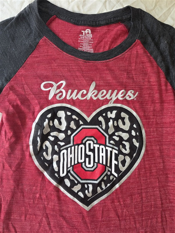 NWOT Team Athletics L 10/12 Girls Ohio State Sequin T Shirt 136735
