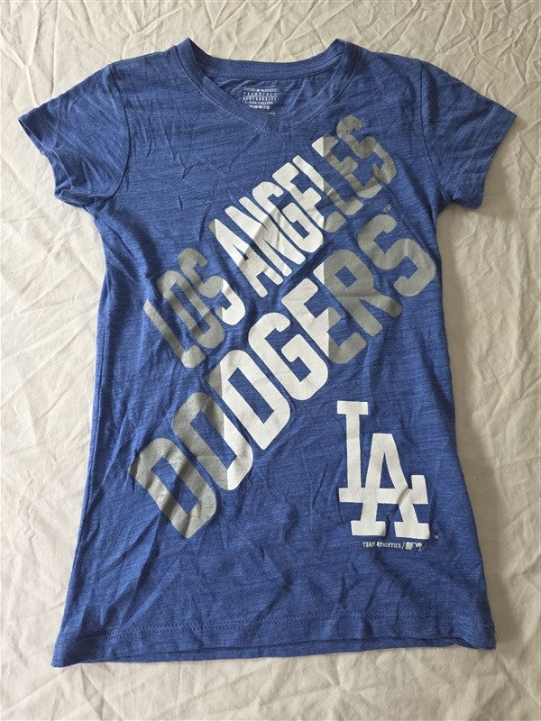 NWOT MLB M 7-8 Los Angeles Dodgers Girls Blue Baseball T Shirt 136736