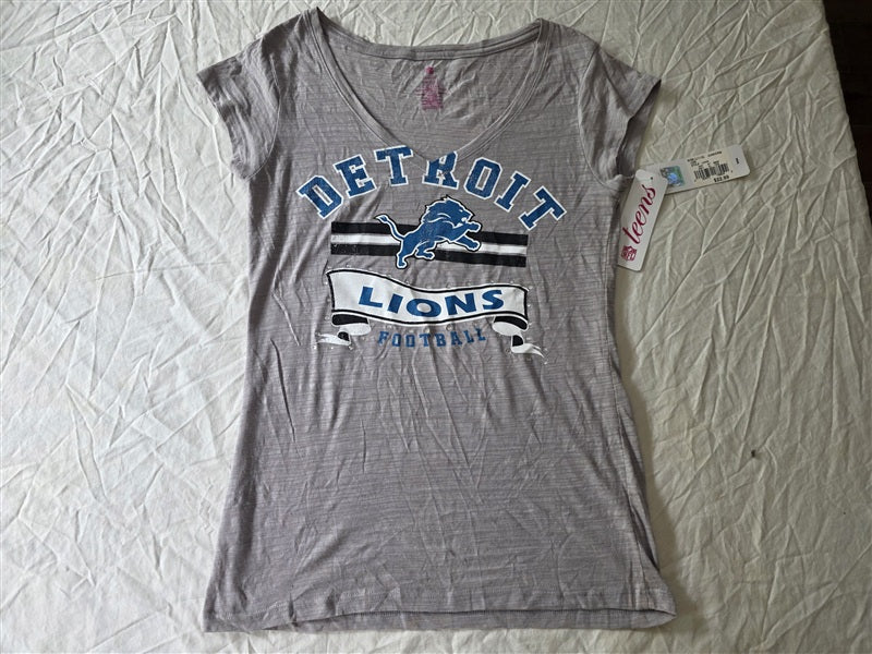 NWT NFL Team L Detroit Lions Juniors V Neck Rhinestone T Shirt 136737