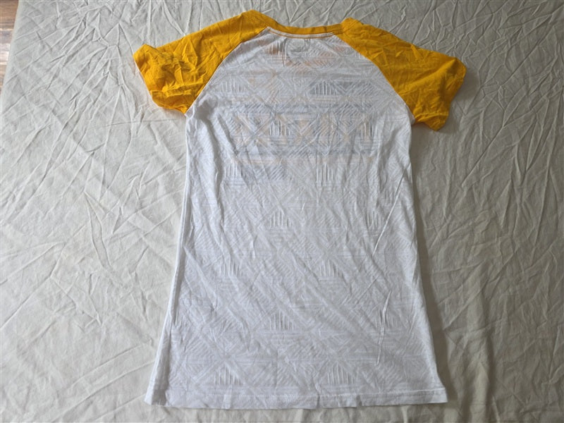 NWOT MLB L Pittsburg Pirates Yellow white V Neck Baseball T Shirt 136741
