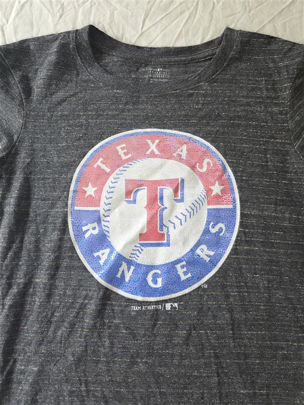 NWOT MLB XL 12-14 Texas Rangers Girl Glitter Baseball T Shirt 136742