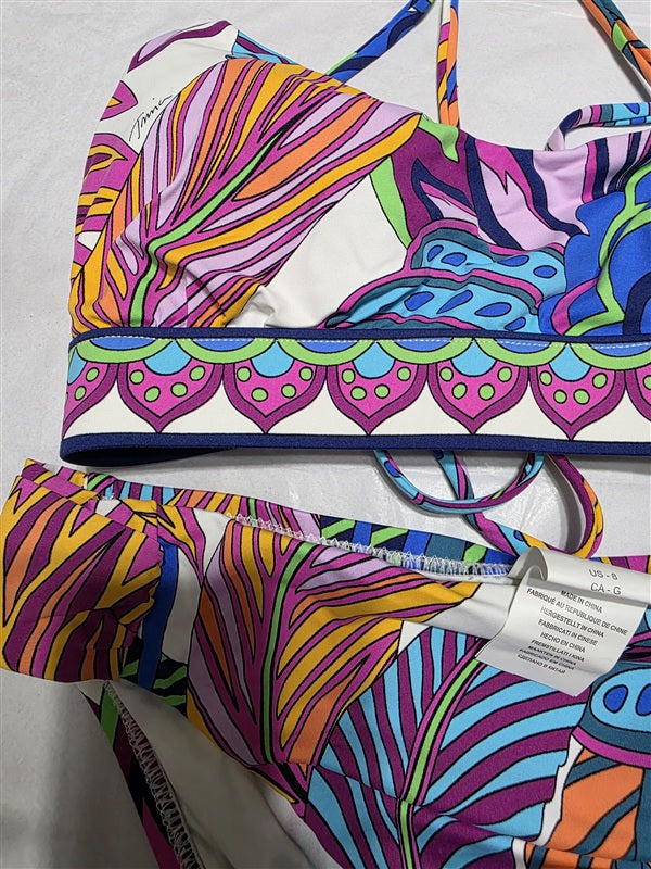 NWT Trina Turk 8 Paradise Plume Bralette Bikini Top & Bottom Set 136761