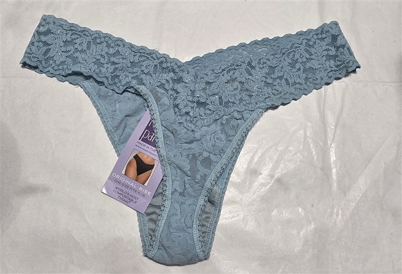 NWT Hanky Panky 5pr Blue Signature Lace Low Rise Thong Underwear 136765