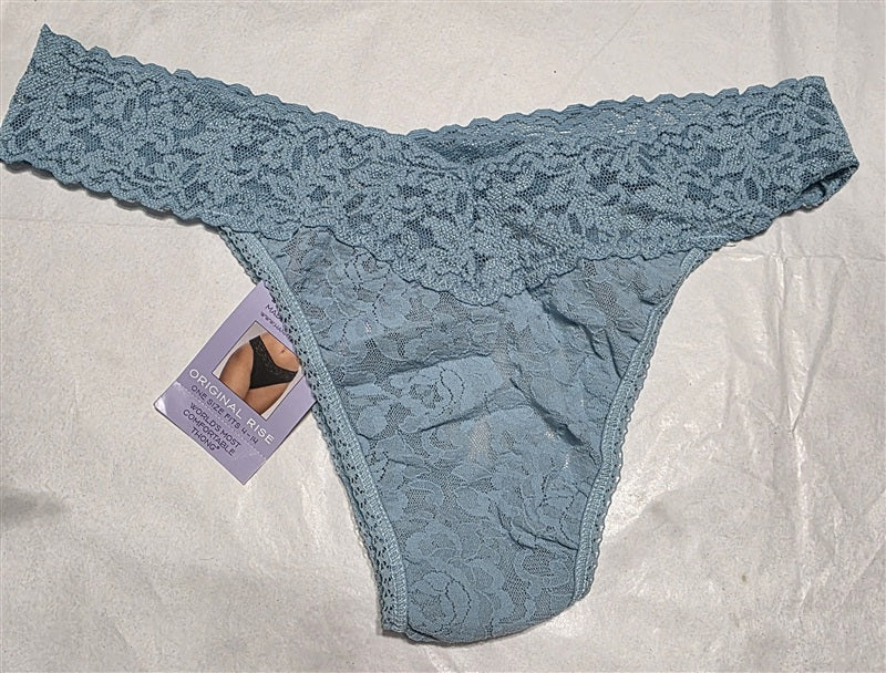 NWT Hanky Panky 5pr Blue Signature Lace Low Rise Thong Underwear 136765