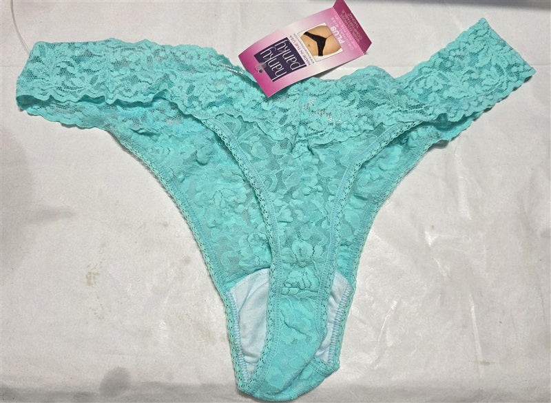 NWT Hanky Panky PLUS 1 Signature Lace Original Rise Thong Underwear Aqua 136770