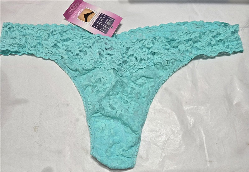 NWT Hanky Panky PLUS 1 Signature Lace Original Rise Thong Underwear Aqua 136770