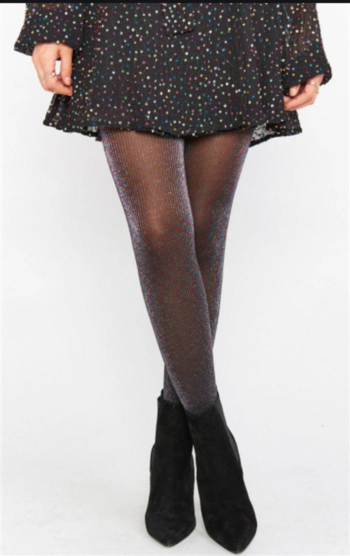 NWT SPANX Sz A Tight End Tights Rainbow Shimmer 136772