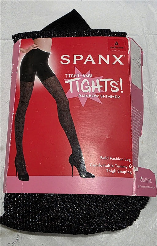 NWT SPANX Sz A Tight End Tights Rainbow Shimmer 136772