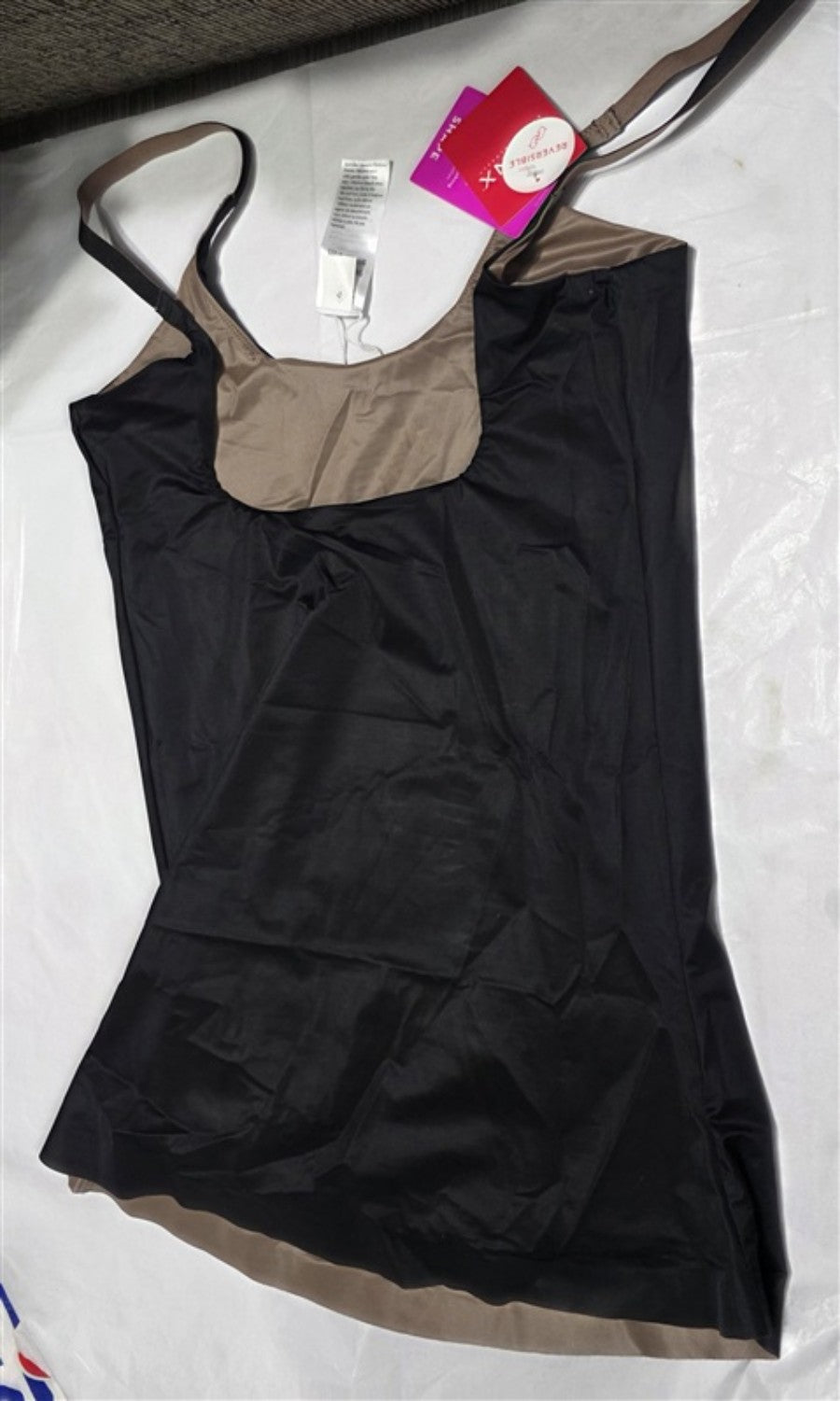 NWT Spanx S Two-Timing Torsette Open-Bust Camisole 10047R Black Beige 136777