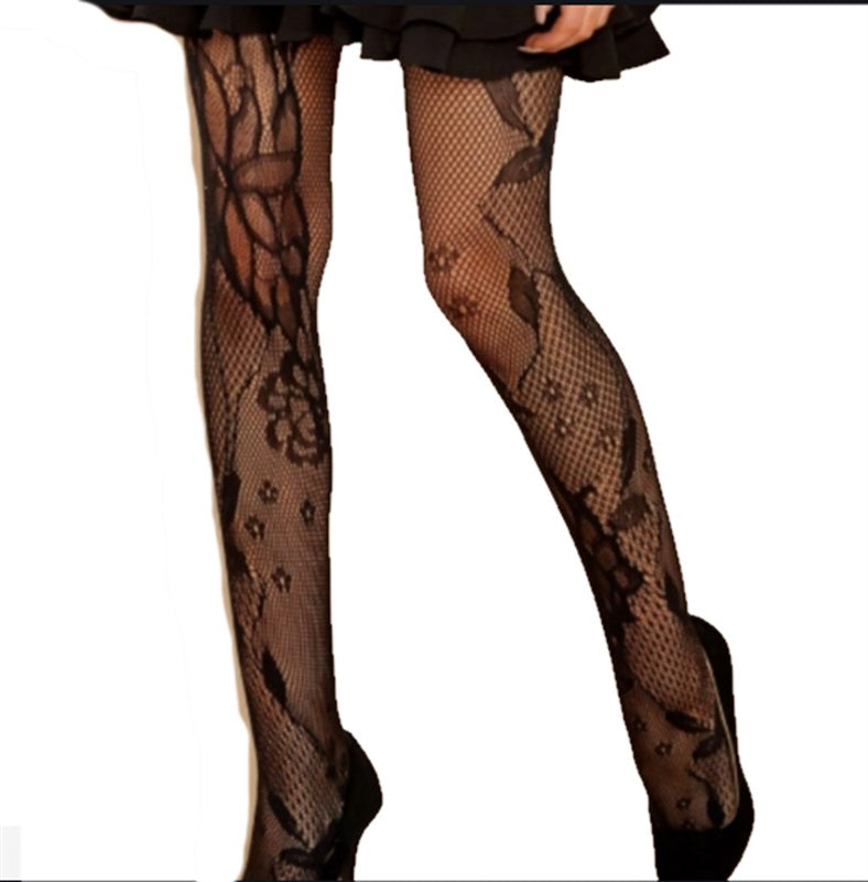 NWT SPANX sz A Tight End Tights Fishnet Floral Black 136782